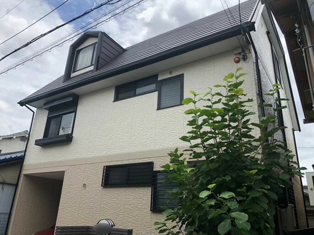 築25年 外壁無機塗料 屋根スーパーガルテクトで施工 八尾市 大阪の外壁塗装 屋根塗装 戸建て住宅塗り替え専門店